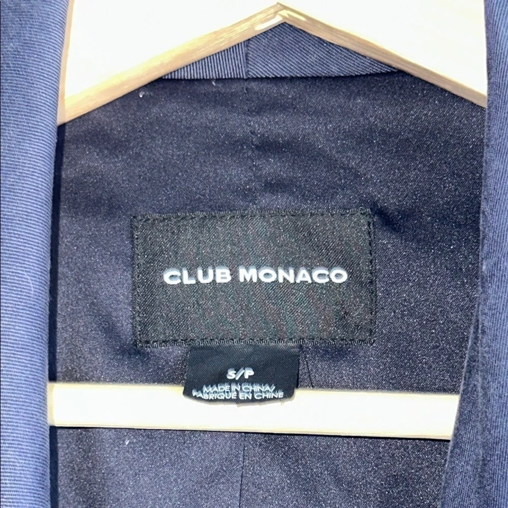 Club Monaco Gideon Navy Blue Draped Trench Coat Sz. S - Picture 6 of 11